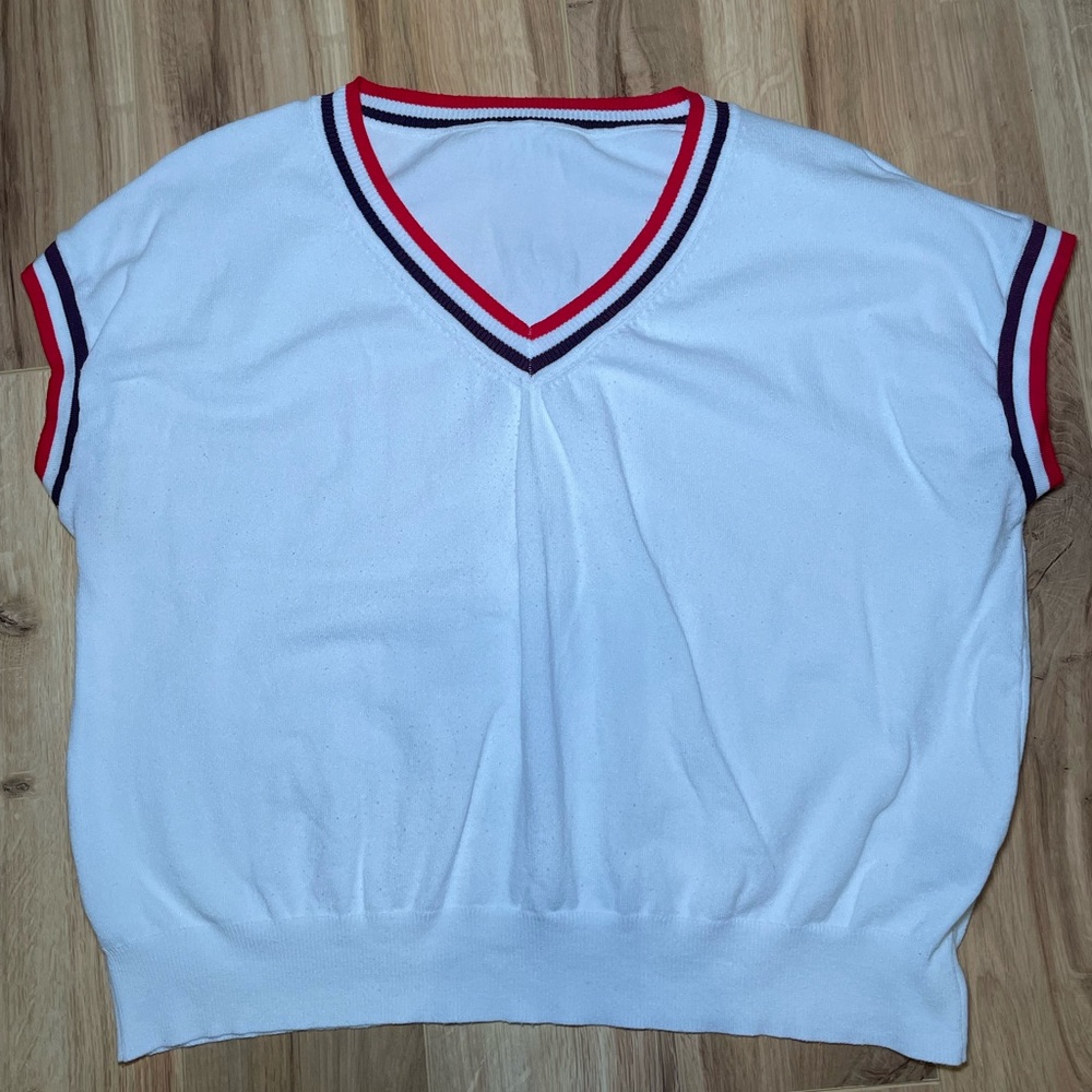 SHEIN Striped Trim Dolman Sleeve Knit Top